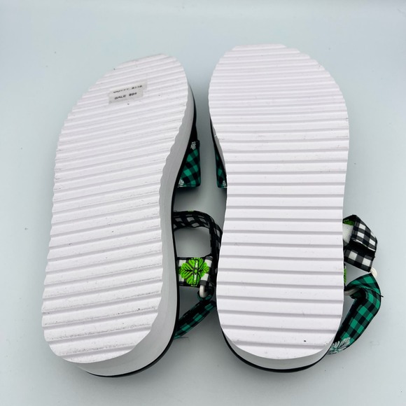Kate Spade Dotty Gingham Platform Sandals Womens size 7B Black Green Floral EUC - Picture 6 of 10